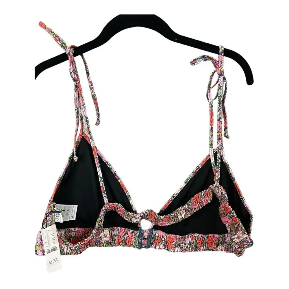 J. Crew Tie-Shoulder Ruched Bikini Top in Liberty Meadow Song Fabric Size 3X NWT